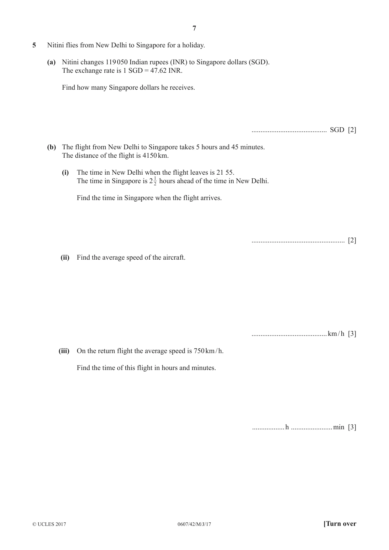 Cambridge IGCSE Mathematics - International 0607 2017 May/June Paper 4 · Variant 2 question paper, page 7 of 20