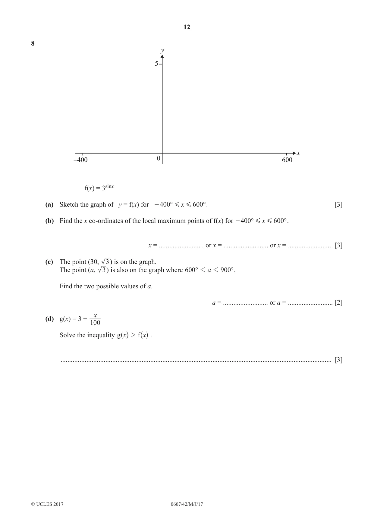 Cambridge IGCSE Mathematics - International 0607 2017 May/June Paper 4 · Variant 2 question paper, page 12 of 20