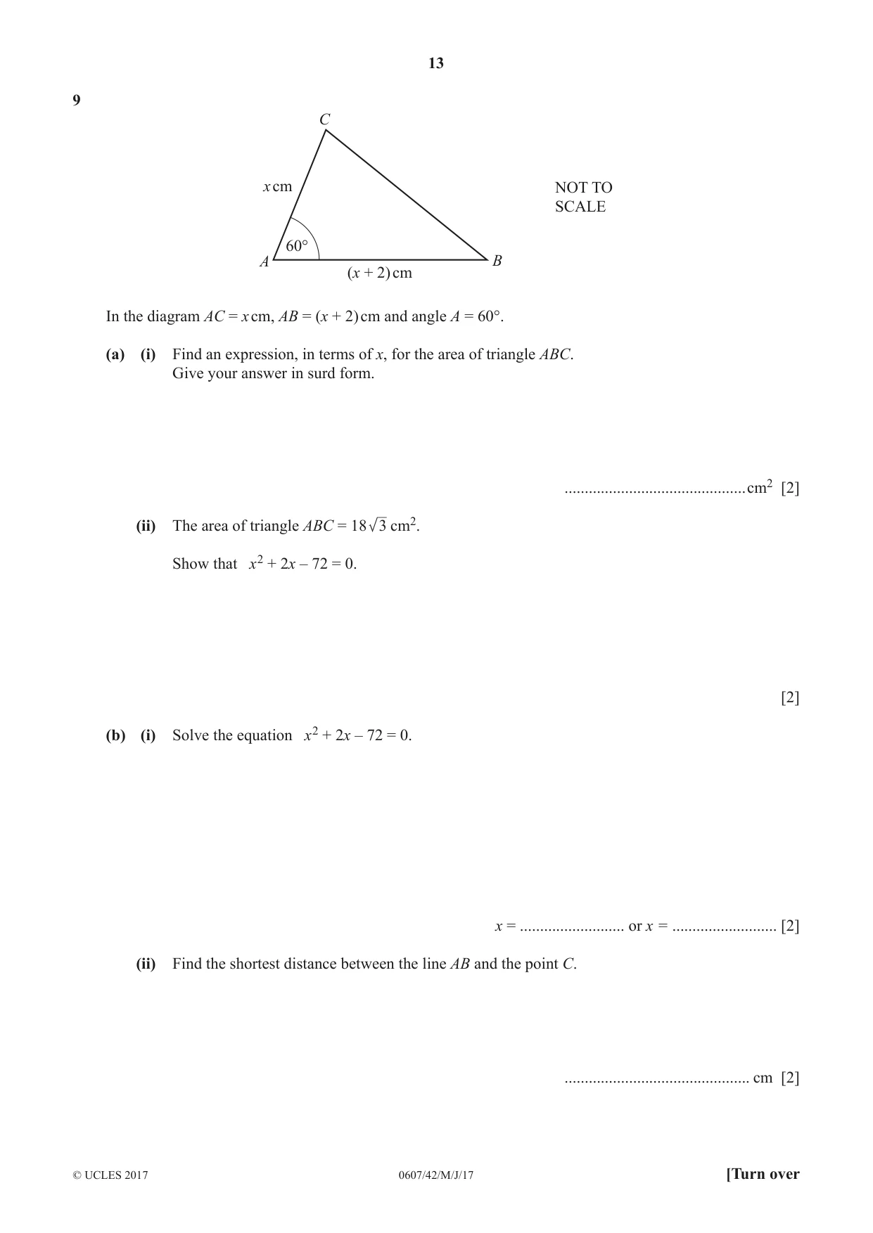 Cambridge IGCSE Mathematics - International 0607 2017 May/June Paper 4 · Variant 2 question paper, page 13 of 20