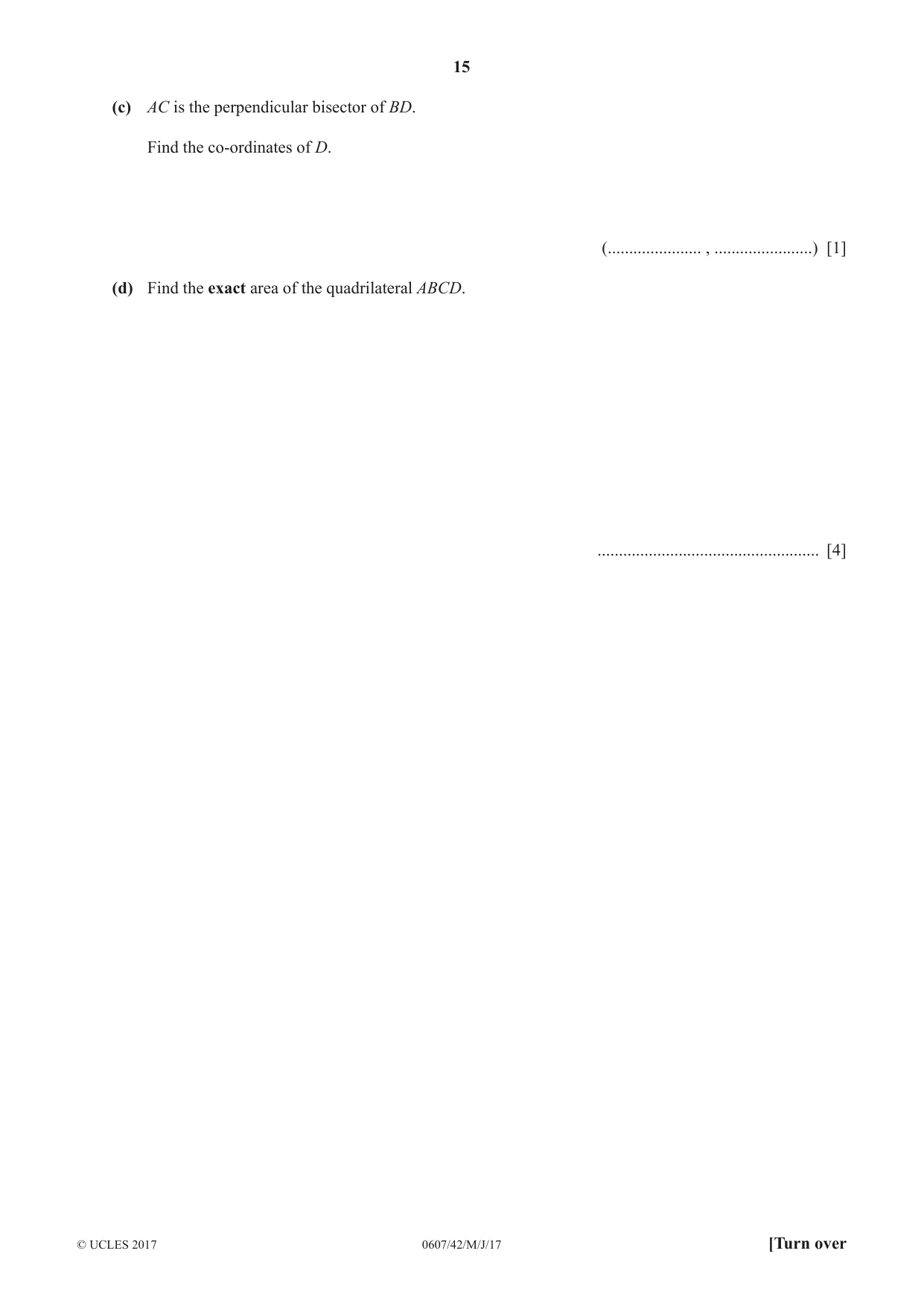 Cambridge IGCSE Mathematics - International 0607 2017 May/June Paper 4 · Variant 2 question paper, page 15 of 20