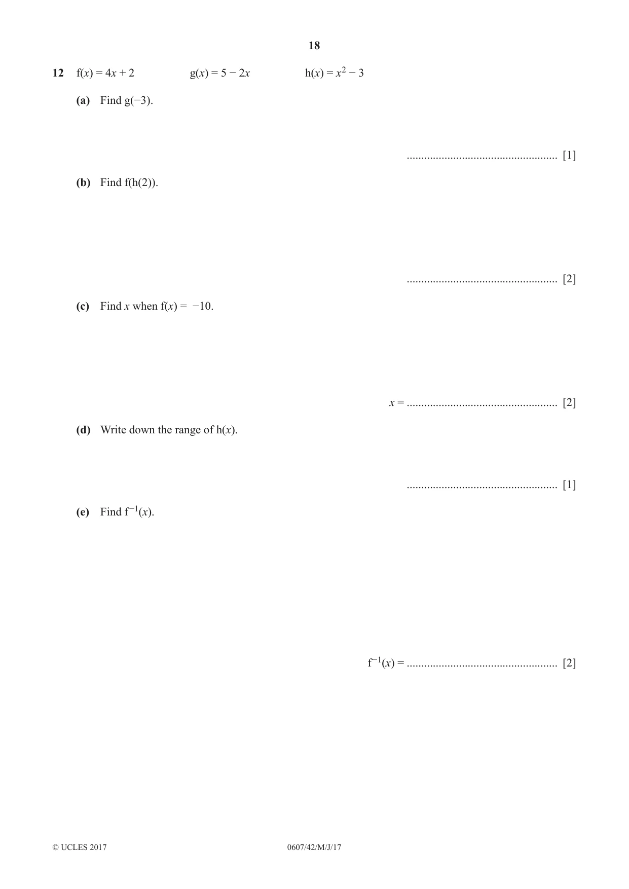 Cambridge IGCSE Mathematics - International 0607 2017 May/June Paper 4 · Variant 2 question paper, page 18 of 20