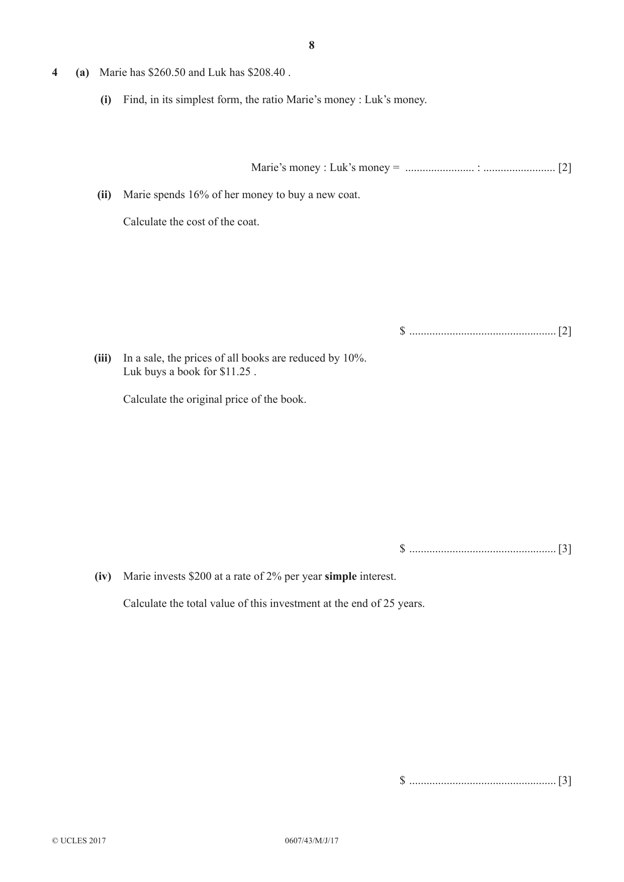 Cambridge IGCSE Mathematics - International 0607 2017 May/June Paper 4 · Variant 3 question paper, page 8 of 20