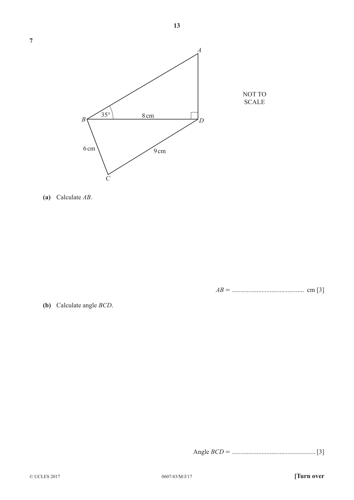 Cambridge IGCSE Mathematics - International 0607 2017 May/June Paper 4 · Variant 3 question paper, page 13 of 20