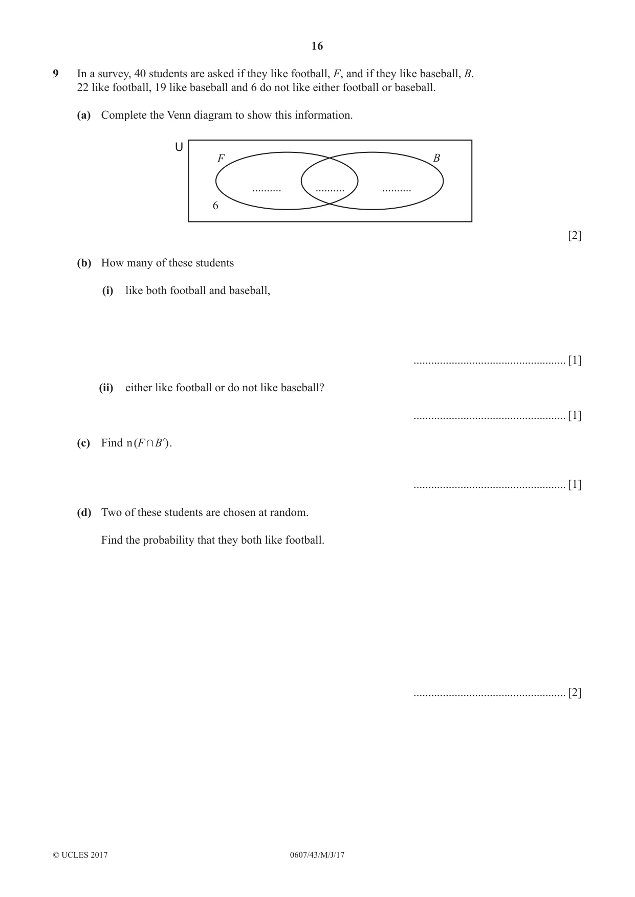 Cambridge IGCSE Mathematics - International 0607 2017 May/June Paper 4 · Variant 3 question paper, page 16 of 20
