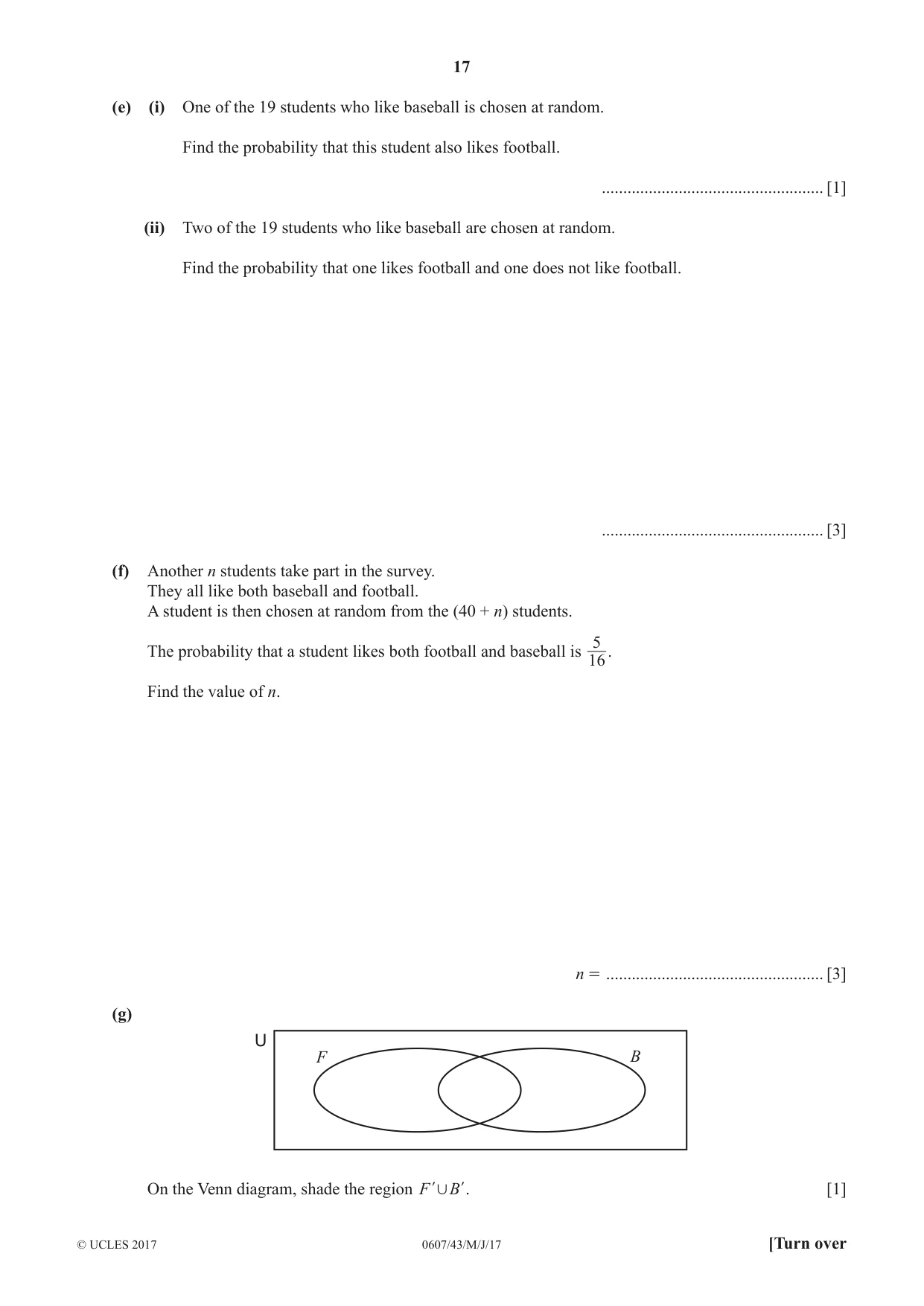 Cambridge IGCSE Mathematics - International 0607 2017 May/June Paper 4 · Variant 3 question paper, page 17 of 20