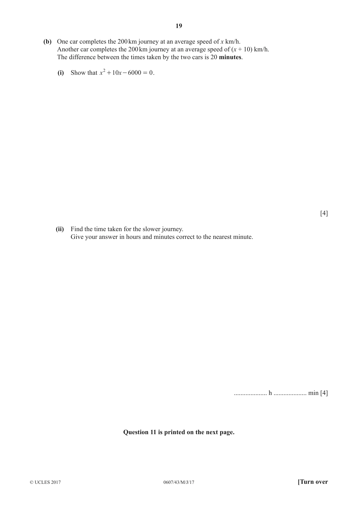 Cambridge IGCSE Mathematics - International 0607 2017 May/June Paper 4 · Variant 3 question paper, page 19 of 20