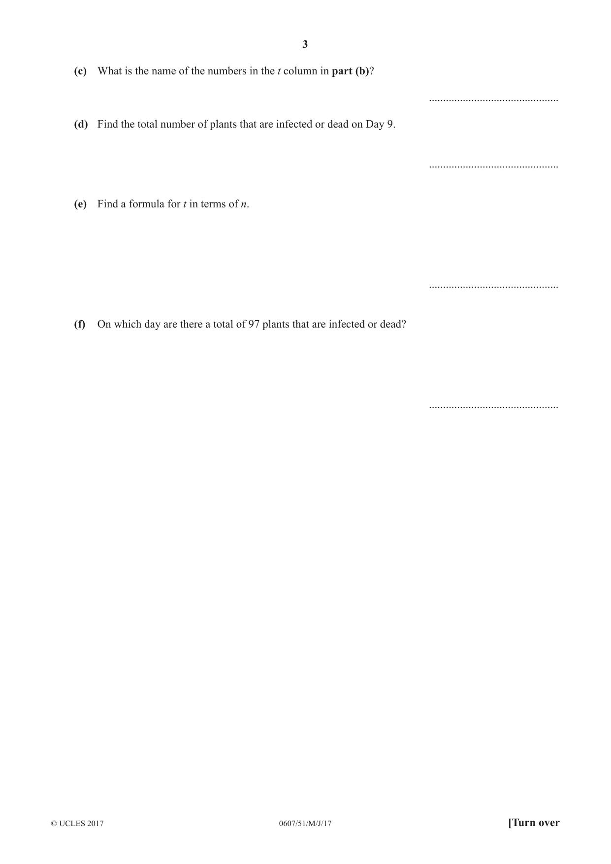 Cambridge IGCSE Mathematics - International 0607 2017 May/June Paper 5 · Variant 1 question paper, page 3 of 8