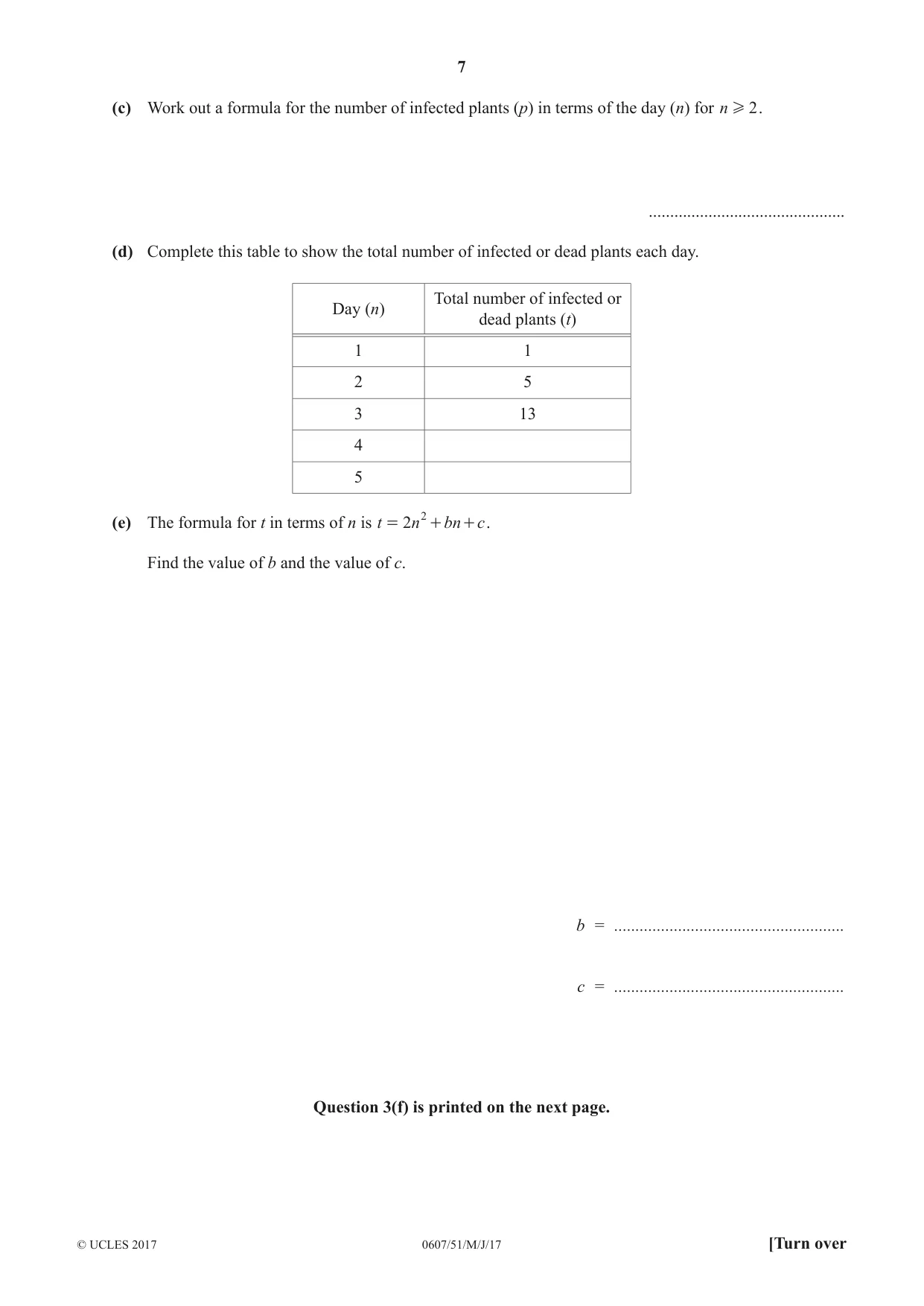 Cambridge IGCSE Mathematics - International 0607 2017 May/June Paper 5 · Variant 1 question paper, page 7 of 8