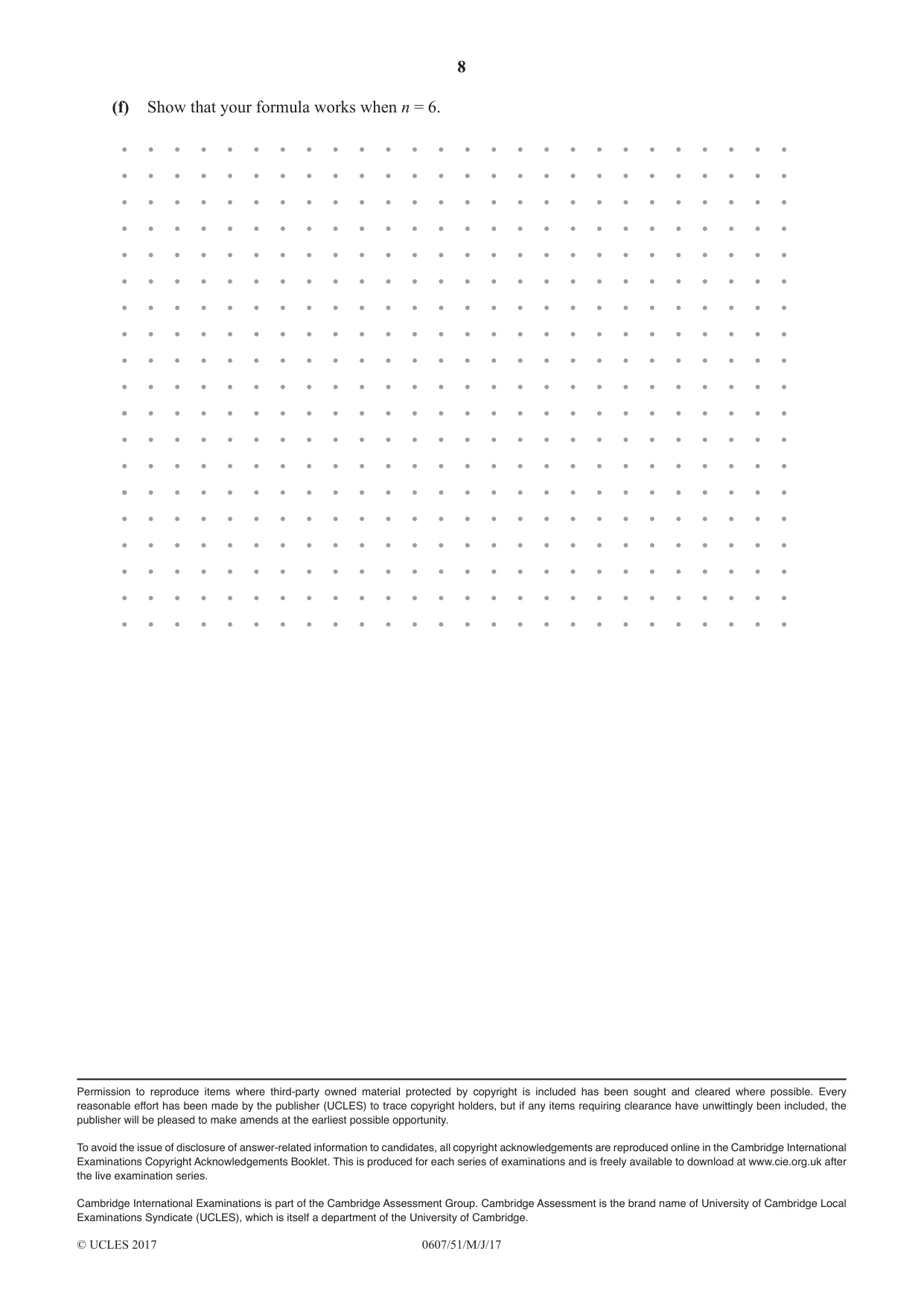 Cambridge IGCSE Mathematics - International 0607 2017 May/June Paper 5 · Variant 1 question paper, page 8 of 8