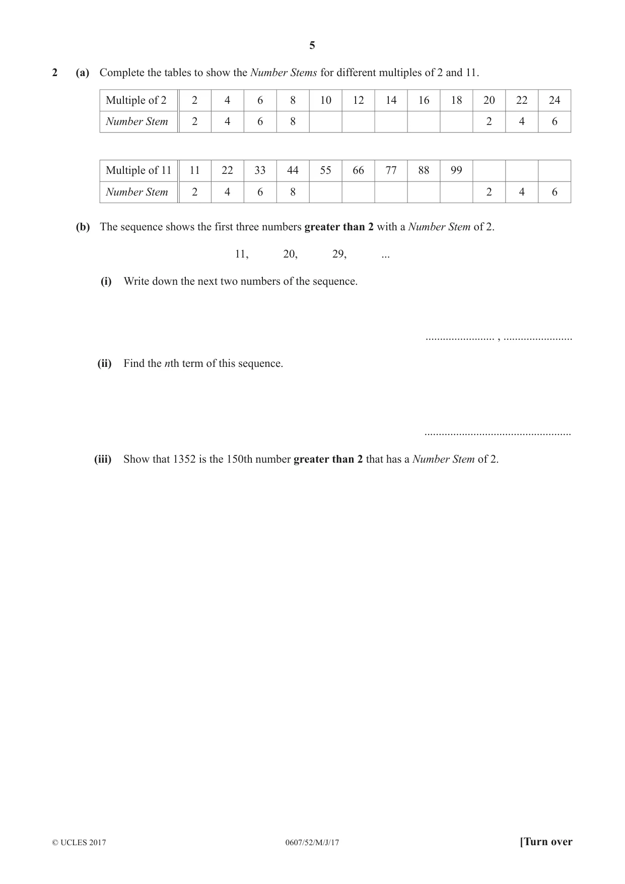 Cambridge IGCSE Mathematics - International 0607 2017 May/June Paper 5 · Variant 2 question paper, page 5 of 8