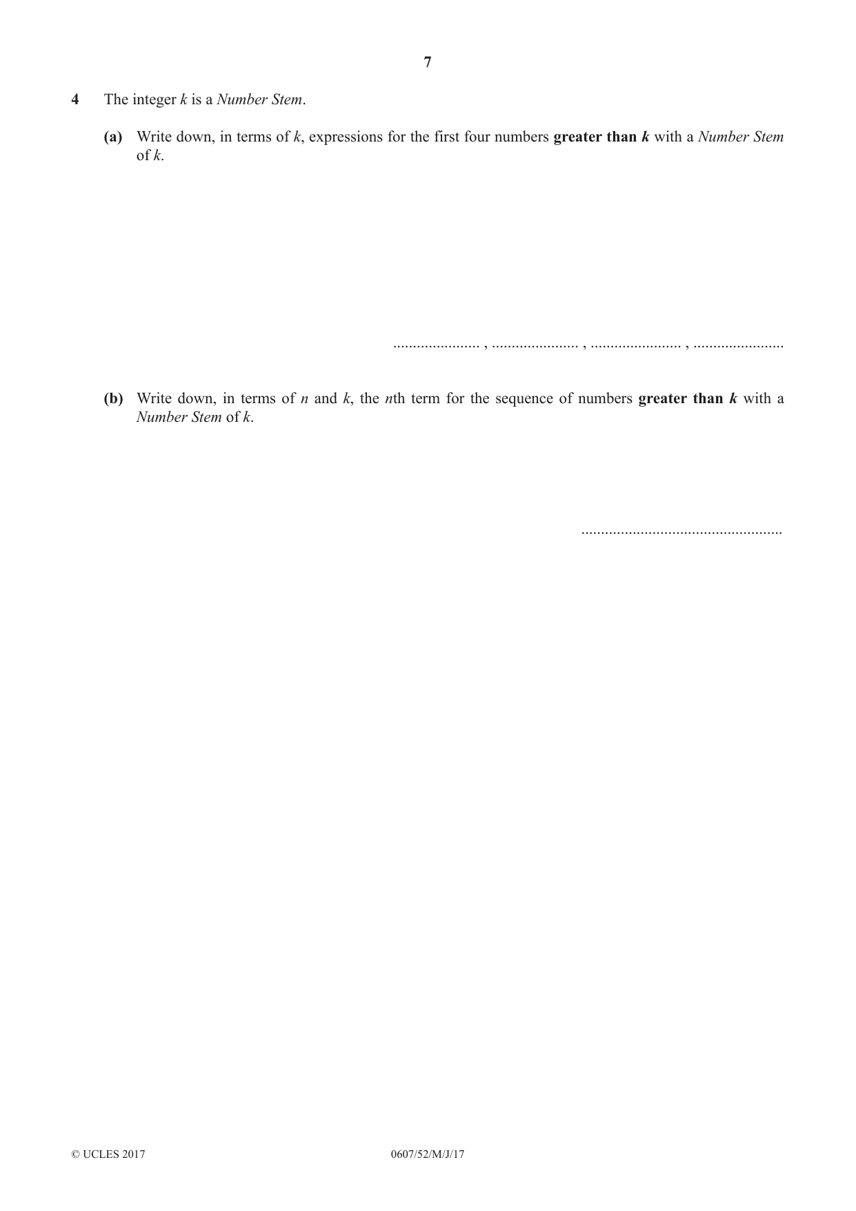 Cambridge IGCSE Mathematics - International 0607 2017 May/June Paper 5 · Variant 2 question paper, page 7 of 8