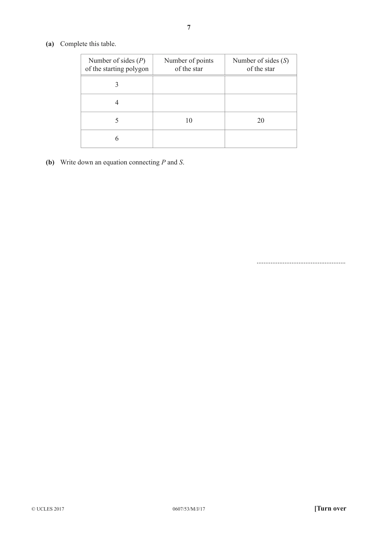 Cambridge IGCSE Mathematics - International 0607 2017 May/June Paper 5 · Variant 3 question paper, page 7 of 12