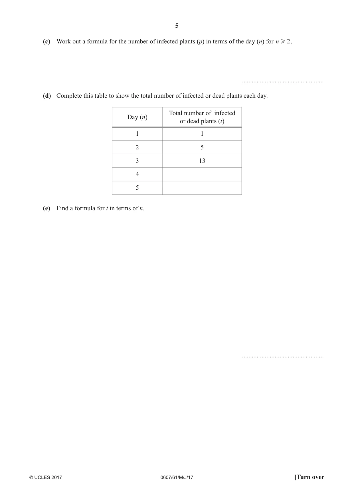 Cambridge IGCSE Mathematics - International 0607 2017 May/June Paper 6 · Variant 1 question paper, page 5 of 12