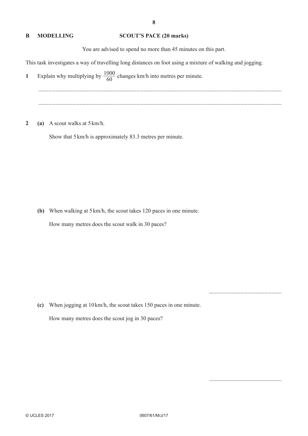 Cambridge IGCSE Mathematics - International 0607 2017 May/June Paper 6 · Variant 1 question paper, page 8 of 12