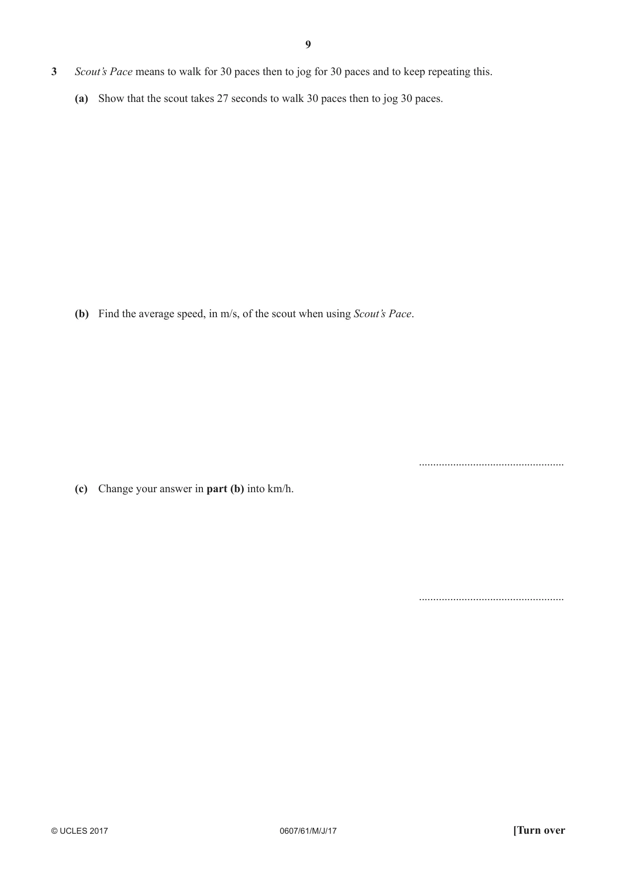 Cambridge IGCSE Mathematics - International 0607 2017 May/June Paper 6 · Variant 1 question paper, page 9 of 12