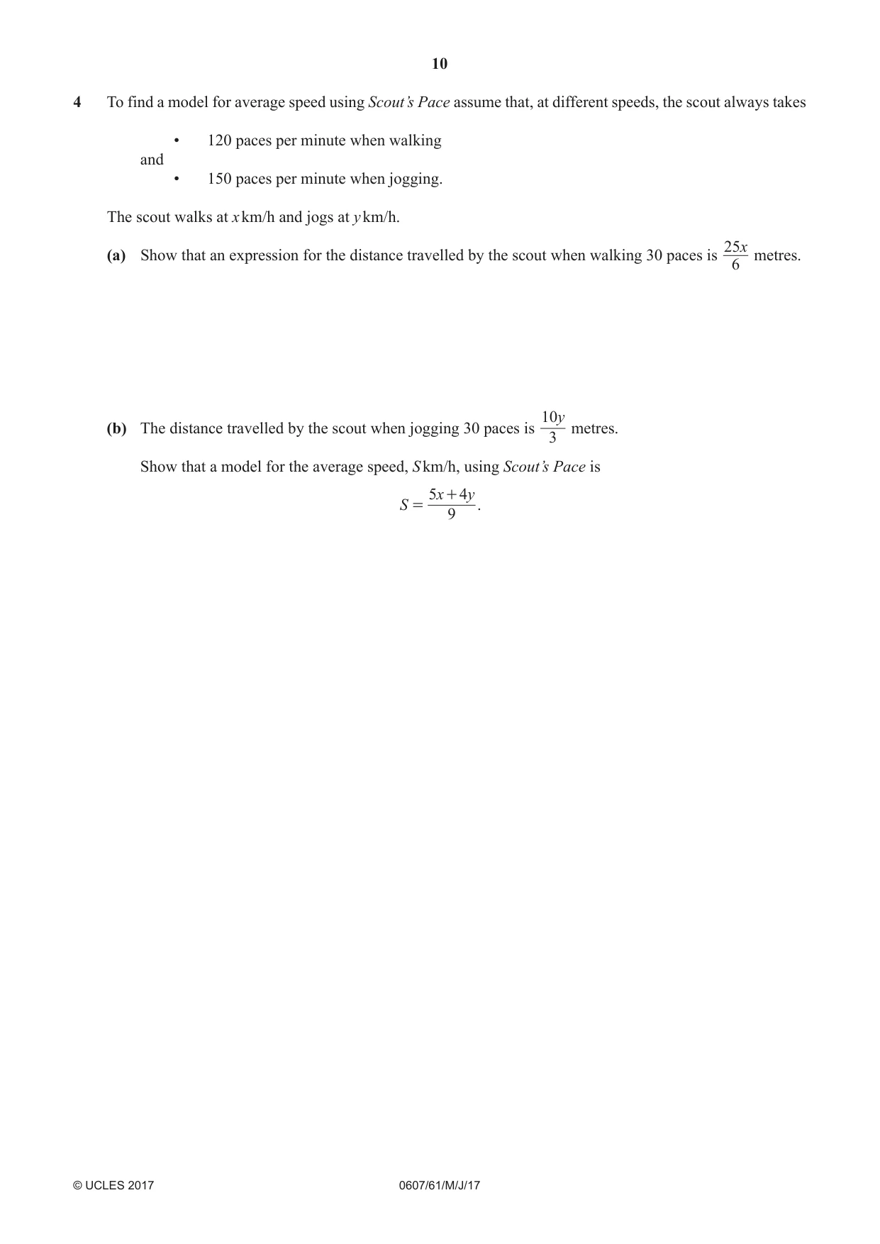 Cambridge IGCSE Mathematics - International 0607 2017 May/June Paper 6 · Variant 1 question paper, page 10 of 12
