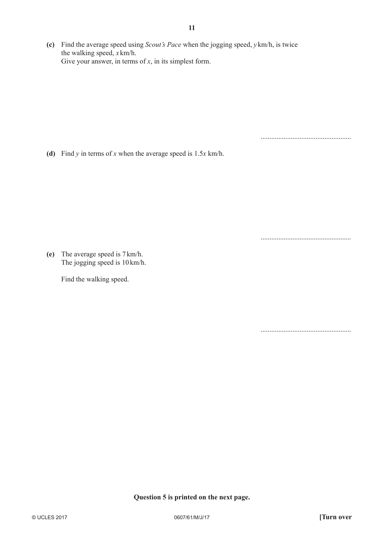Cambridge IGCSE Mathematics - International 0607 2017 May/June Paper 6 · Variant 1 question paper, page 11 of 12