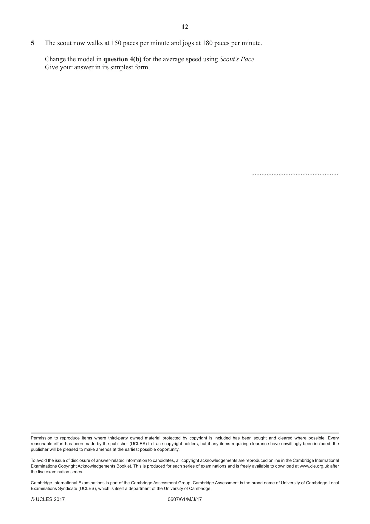 Cambridge IGCSE Mathematics - International 0607 2017 May/June Paper 6 · Variant 1 question paper, page 12 of 12