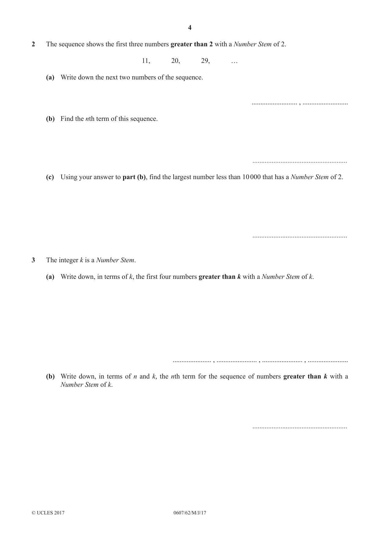 Cambridge IGCSE Mathematics - International 0607 2017 May/June Paper 6 · Variant 2 question paper, page 4 of 12