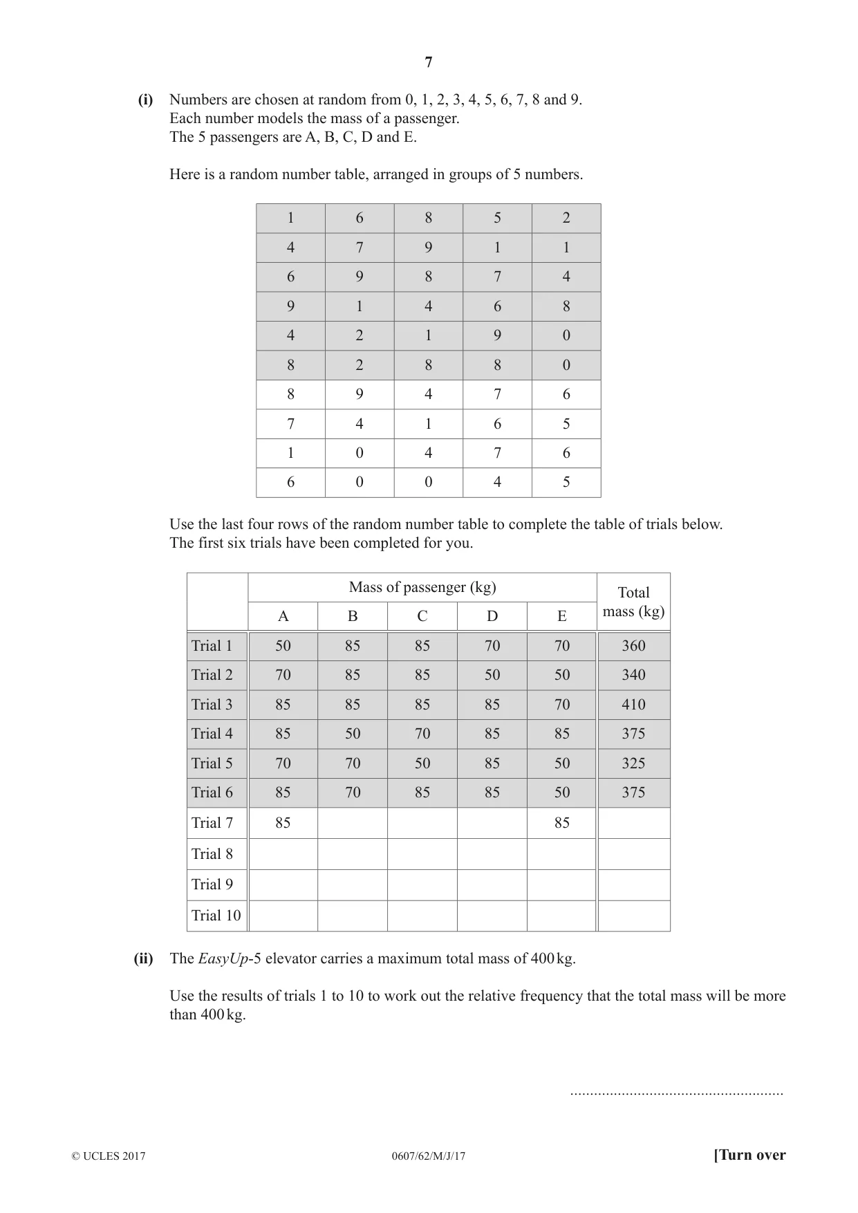 Cambridge IGCSE Mathematics - International 0607 2017 May/June Paper 6 · Variant 2 question paper, page 7 of 12