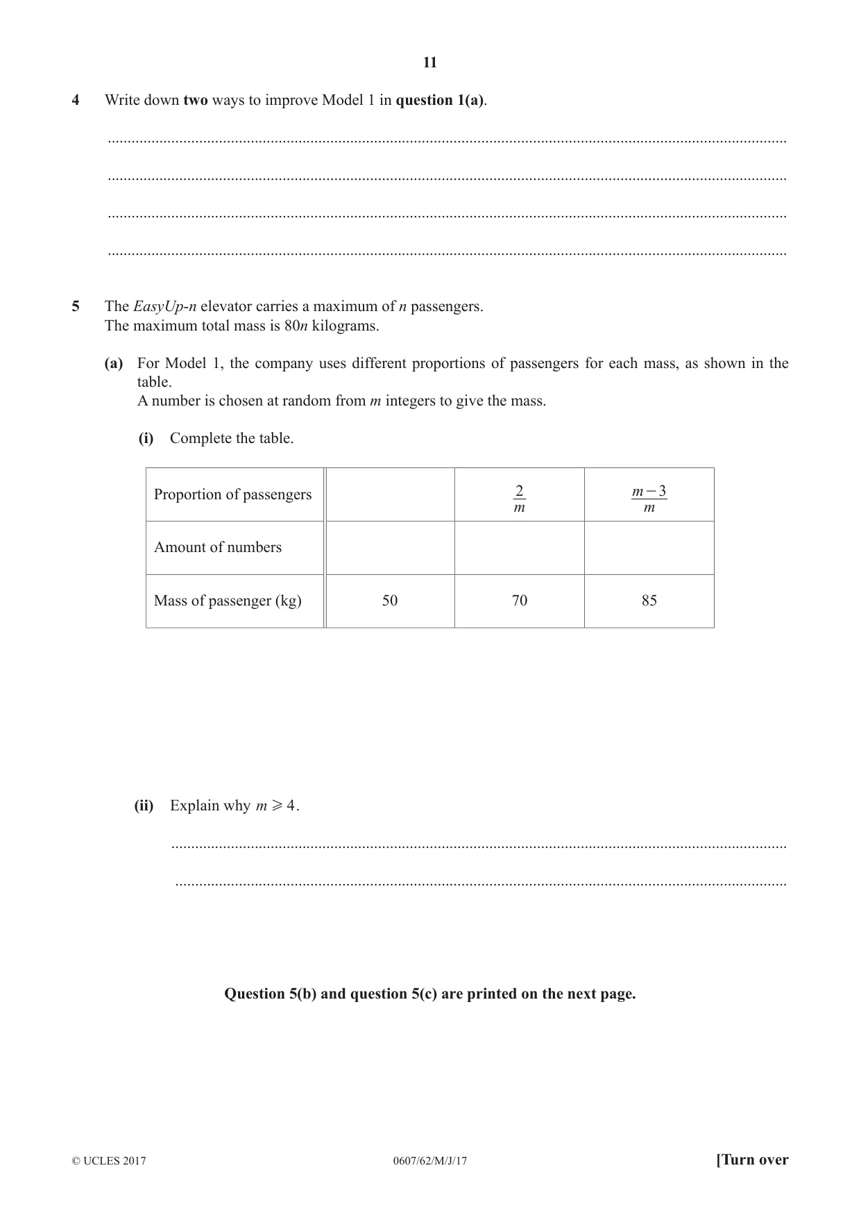 Cambridge IGCSE Mathematics - International 0607 2017 May/June Paper 6 · Variant 2 question paper, page 11 of 12