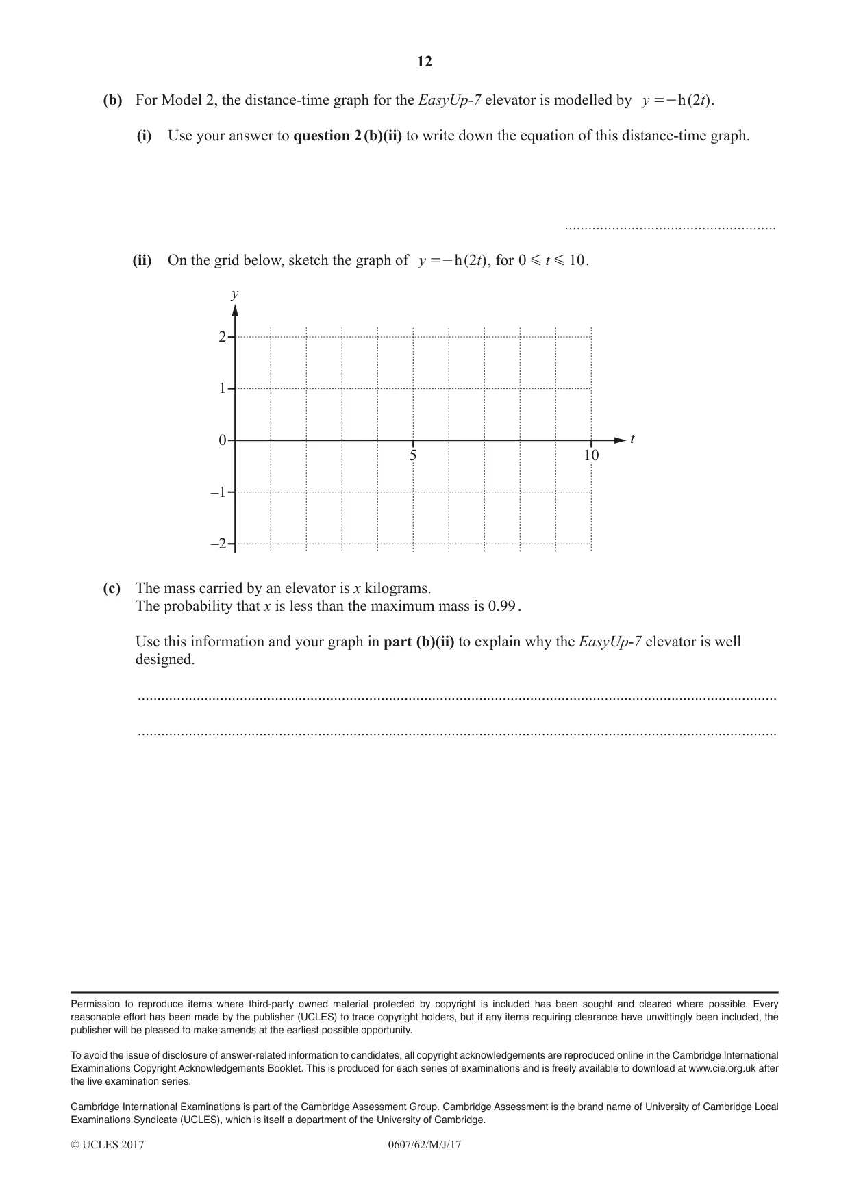 Cambridge IGCSE Mathematics - International 0607 2017 May/June Paper 6 · Variant 2 question paper, page 12 of 12