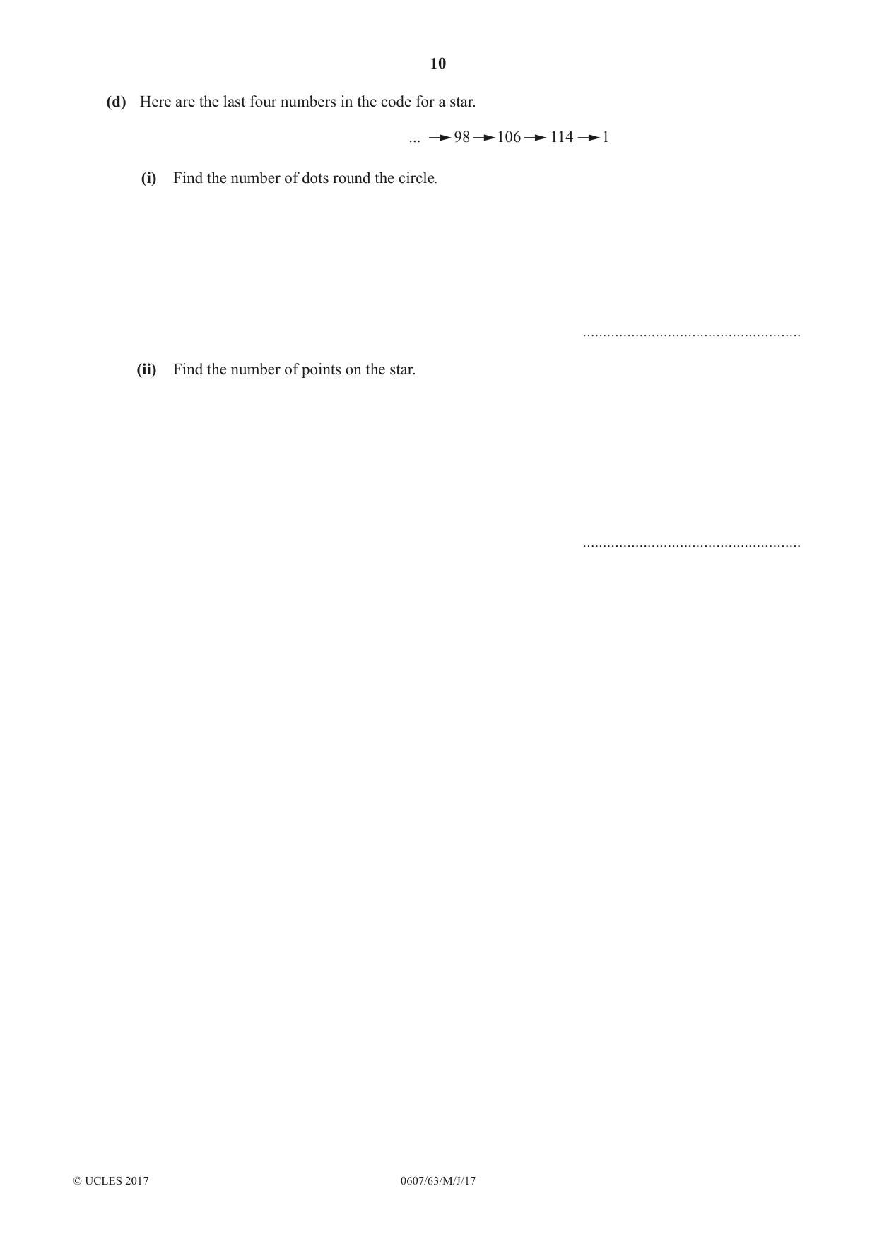 Cambridge IGCSE Mathematics - International 0607 2017 May/June Paper 6 · Variant 3 question paper, page 10 of 16