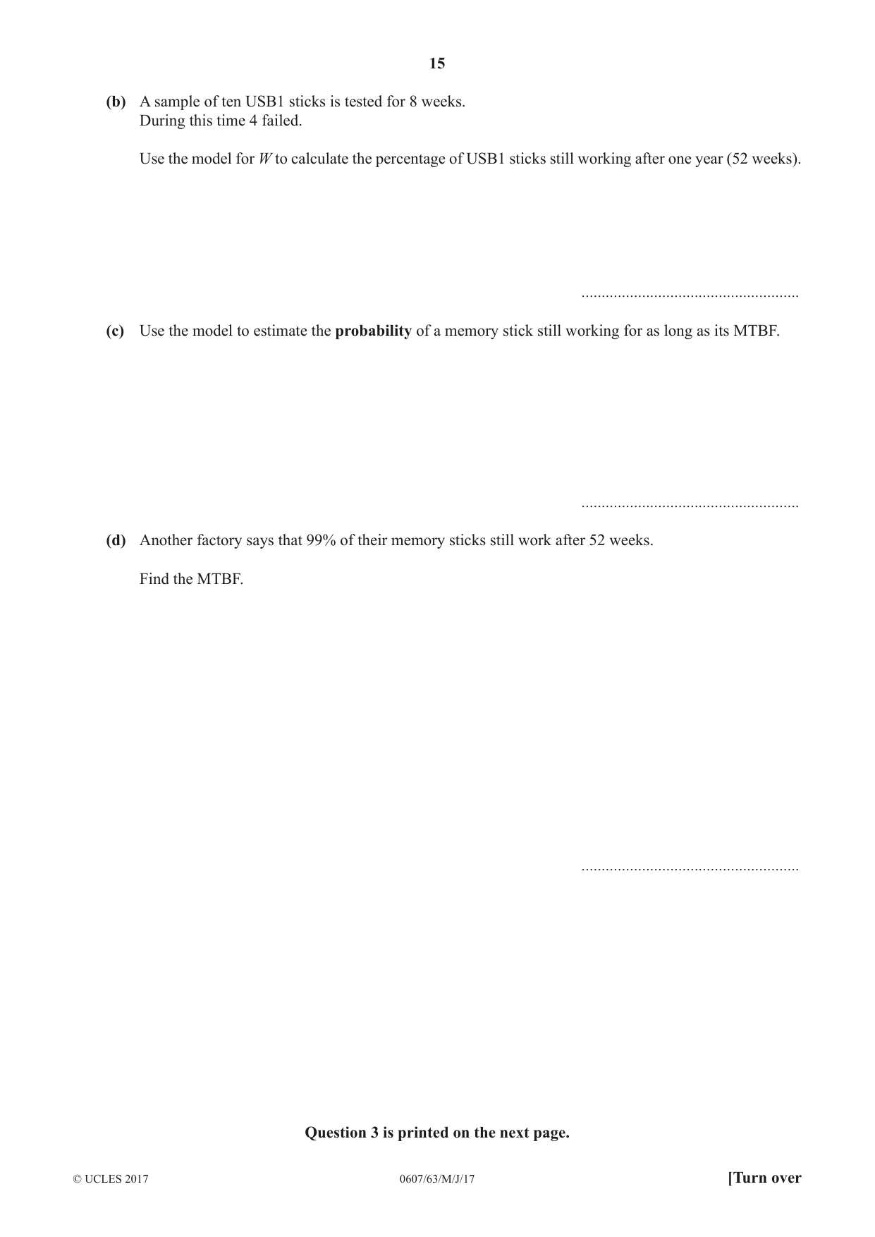 Cambridge IGCSE Mathematics - International 0607 2017 May/June Paper 6 · Variant 3 question paper, page 15 of 16