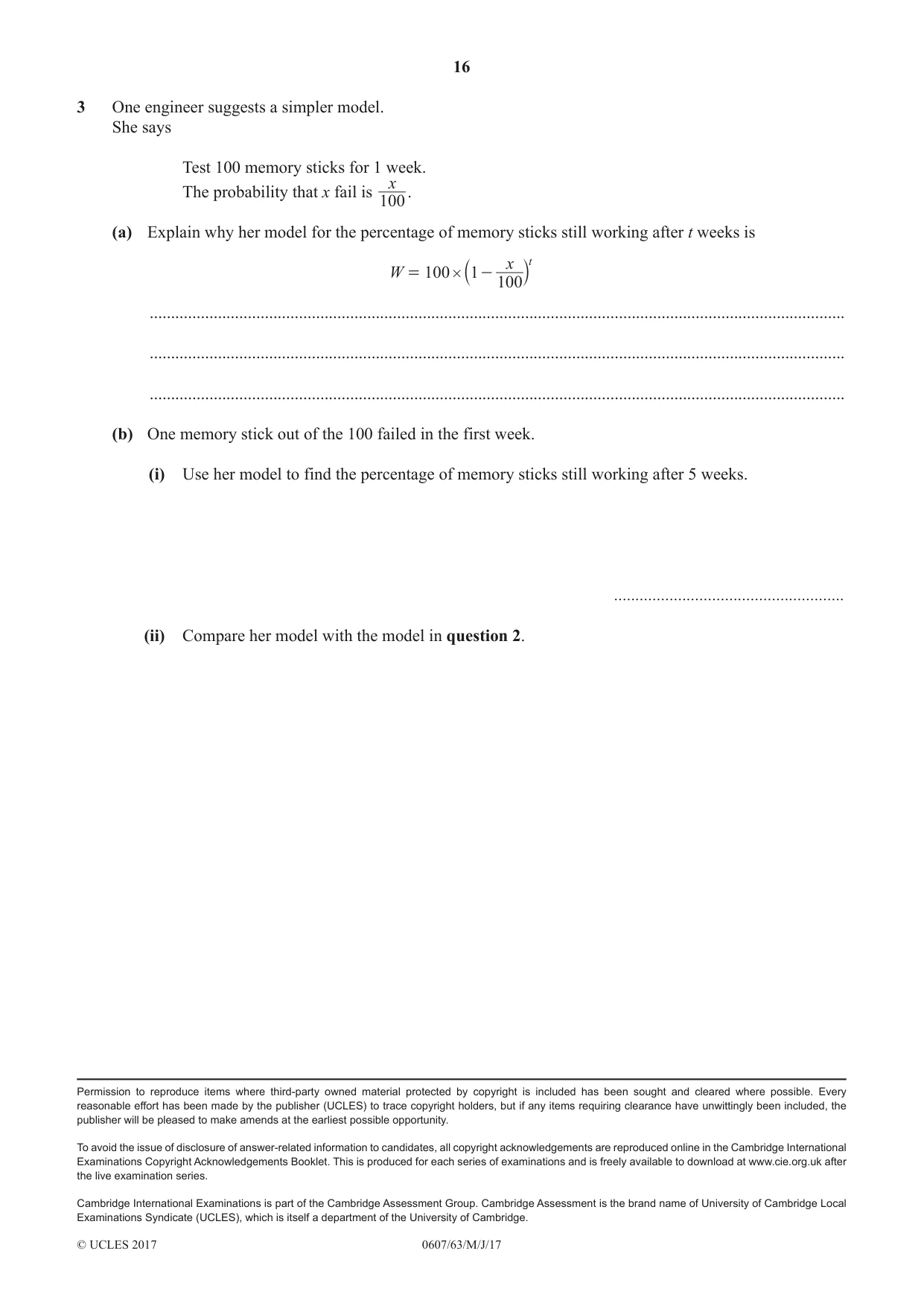 Cambridge IGCSE Mathematics - International 0607 2017 May/June Paper 6 · Variant 3 question paper, page 16 of 16