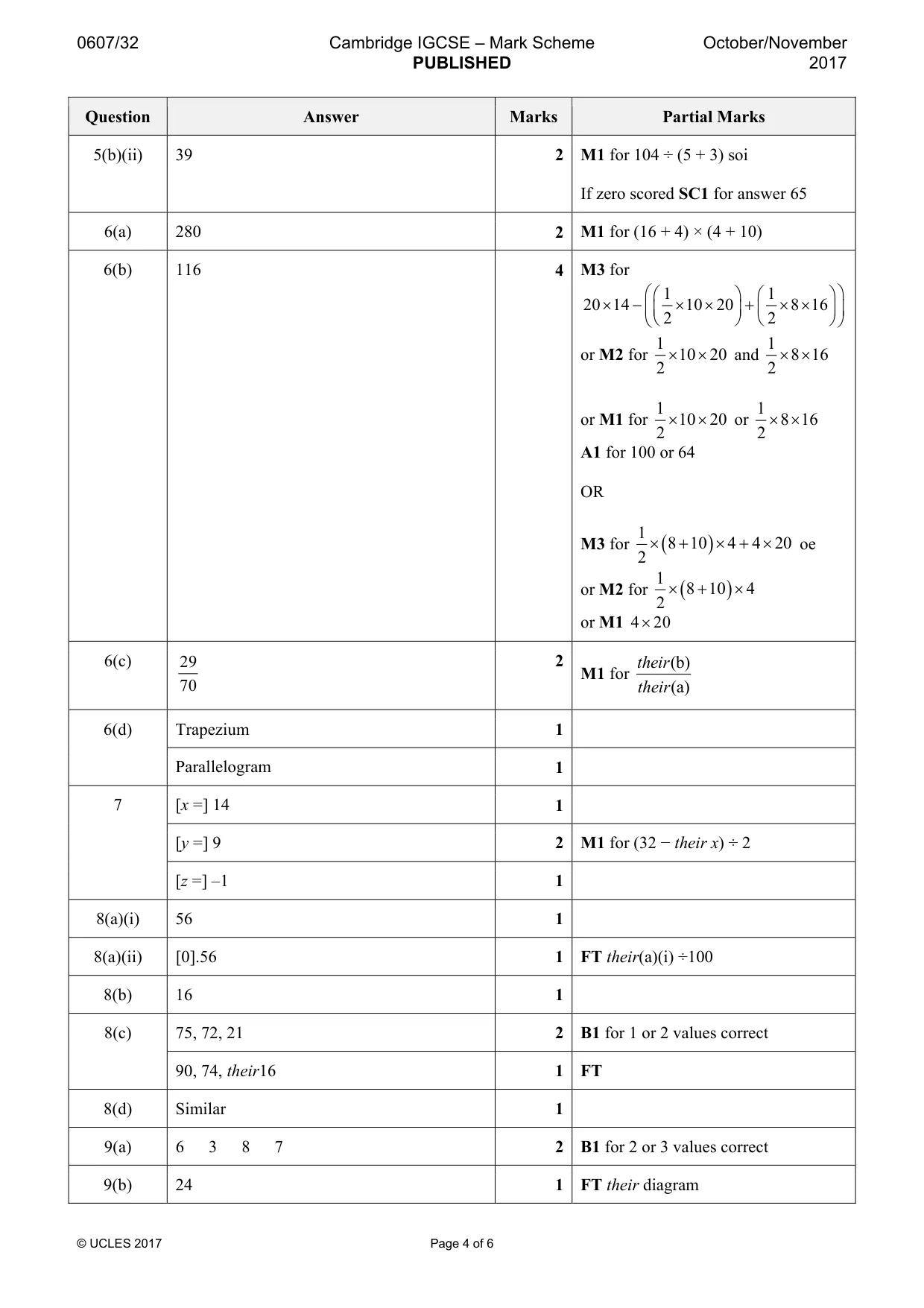 Mark scheme, page 4 of 6