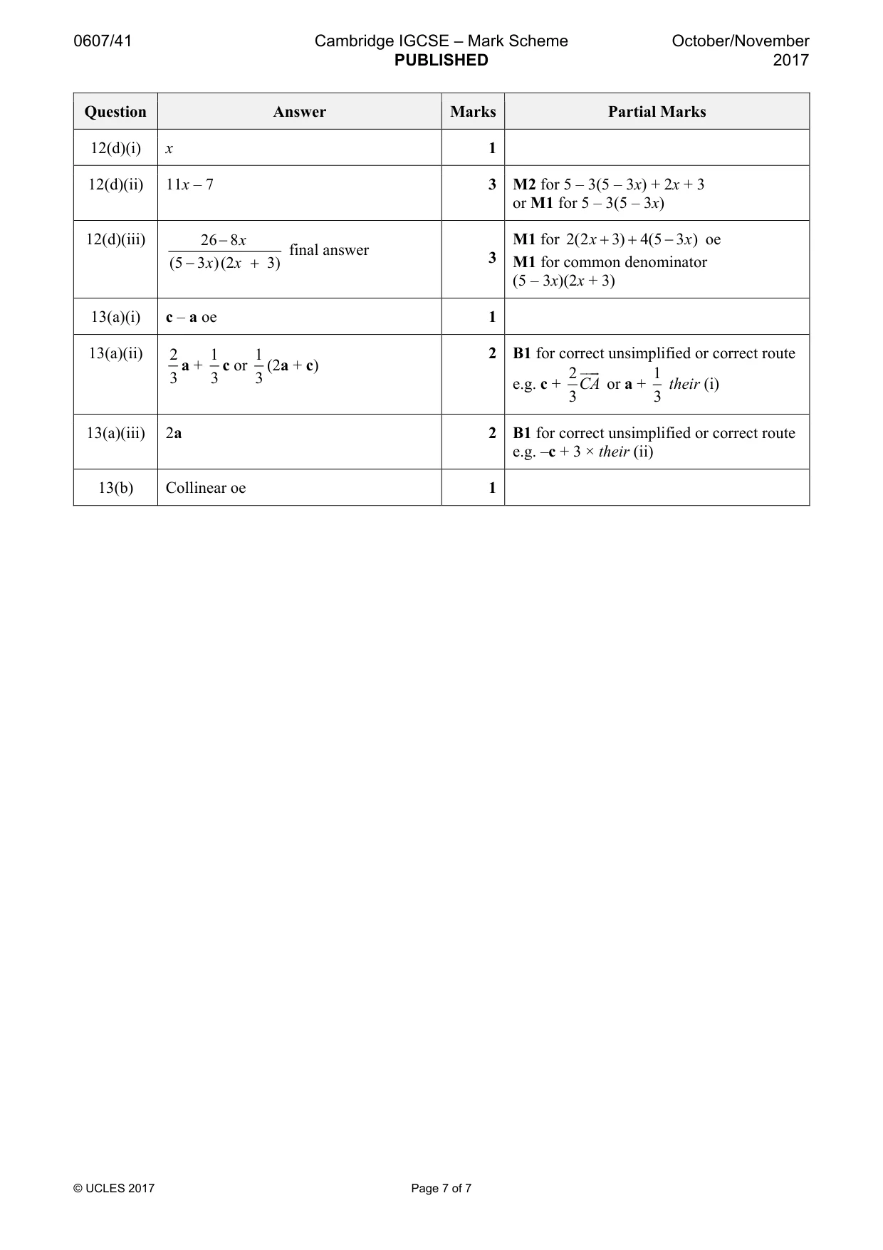 Mark scheme, page 7 of 7