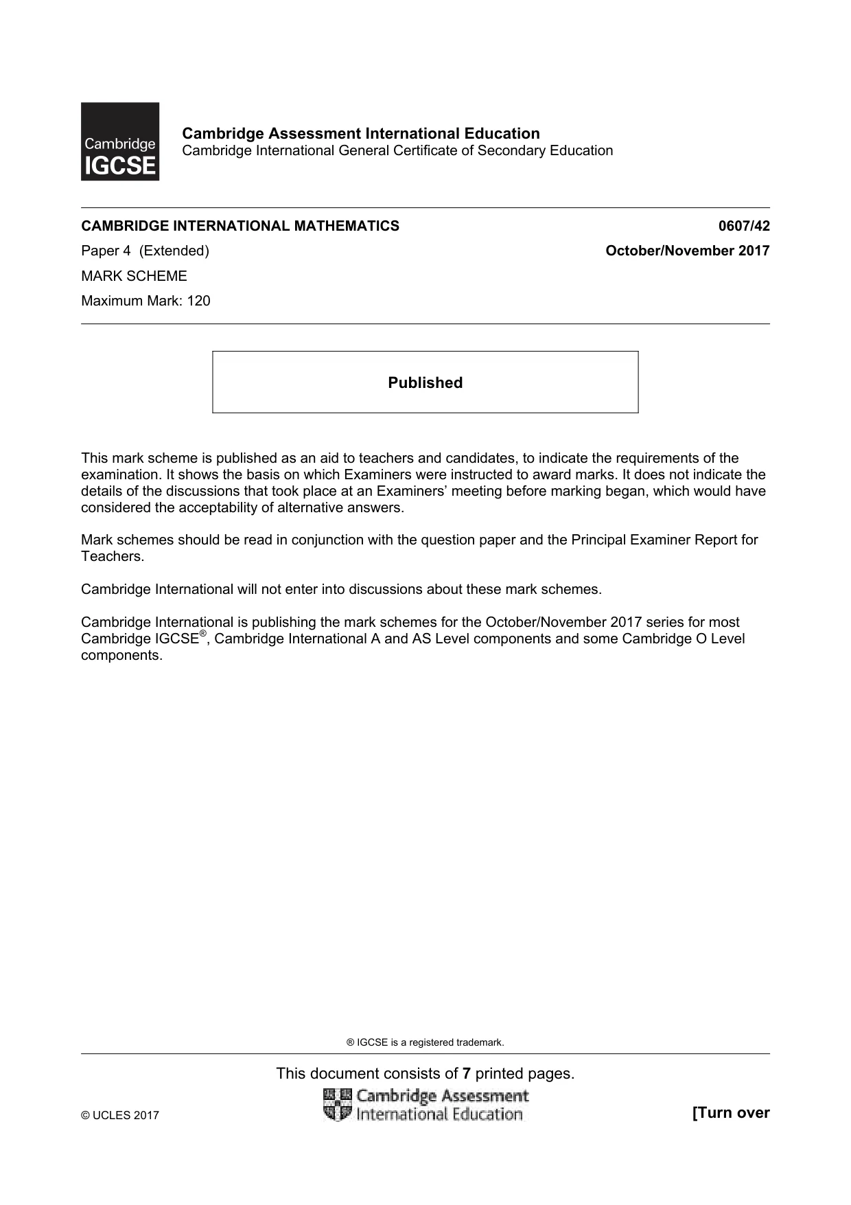 Mark scheme, page 1 of 7