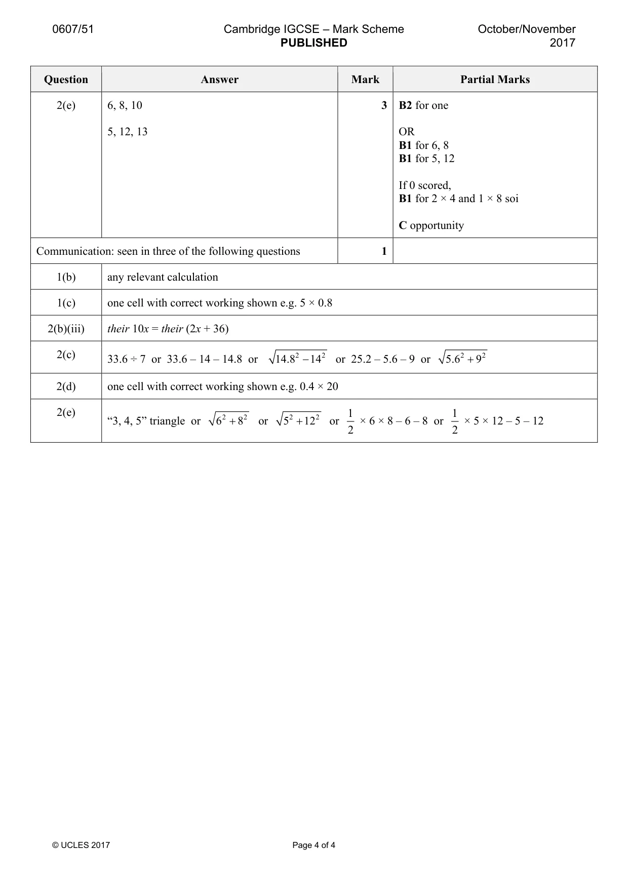 Mark scheme, page 4 of 4