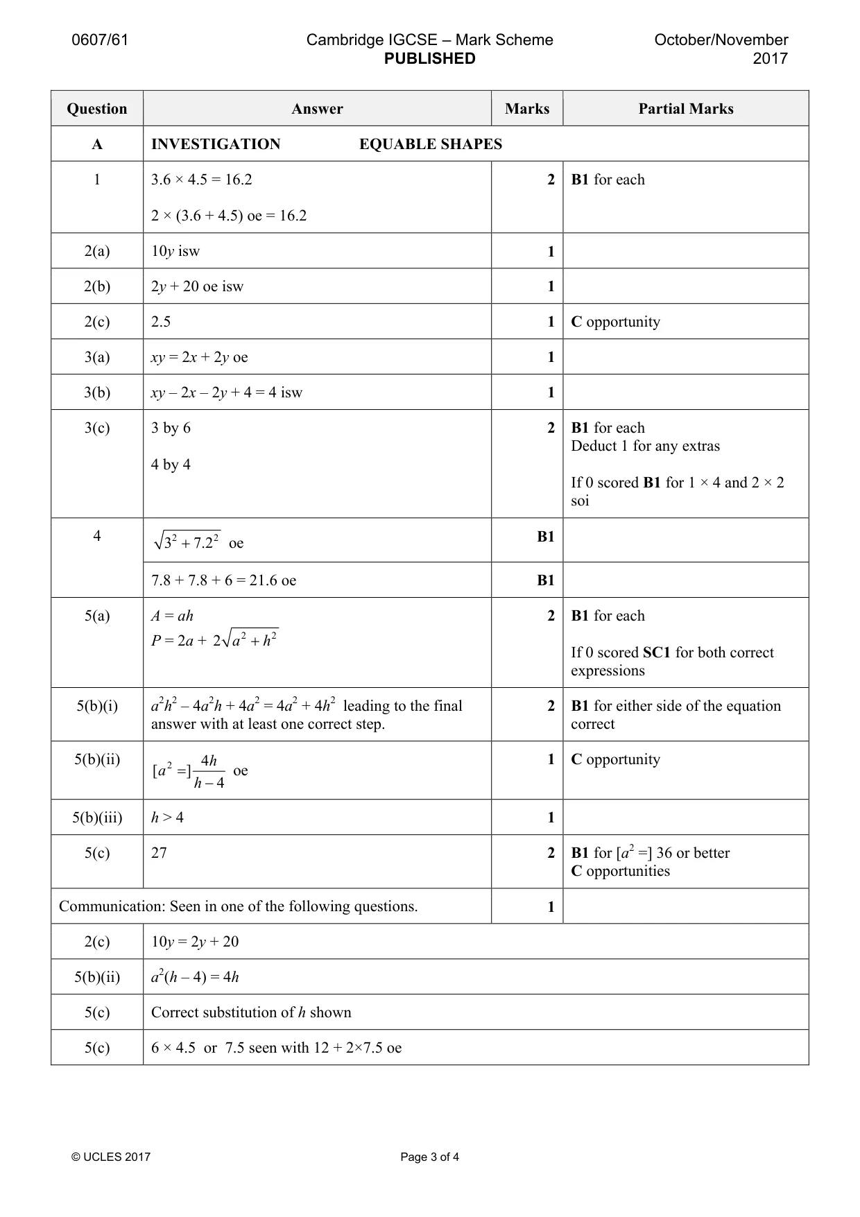 Mark scheme, page 3 of 4