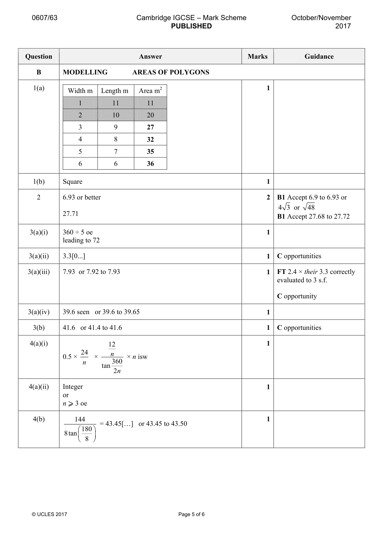 Mark scheme, page 5 of 6