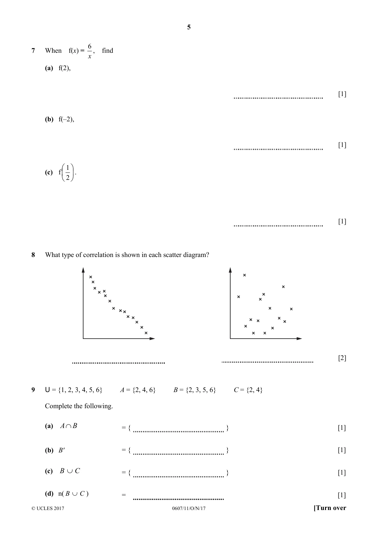 Cambridge IGCSE Mathematics - International 0607 2017 Oct/Nov Paper 1 · Variant 1 question paper, page 5 of 8