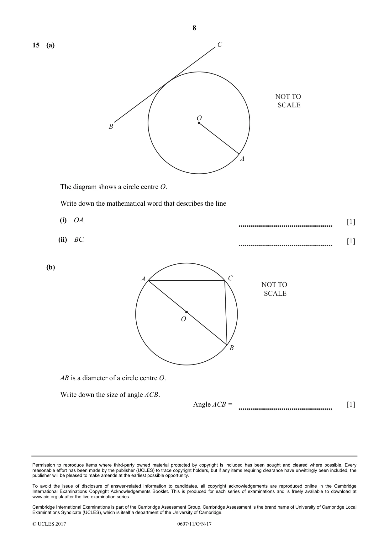 Cambridge IGCSE Mathematics - International 0607 2017 Oct/Nov Paper 1 · Variant 1 question paper, page 8 of 8