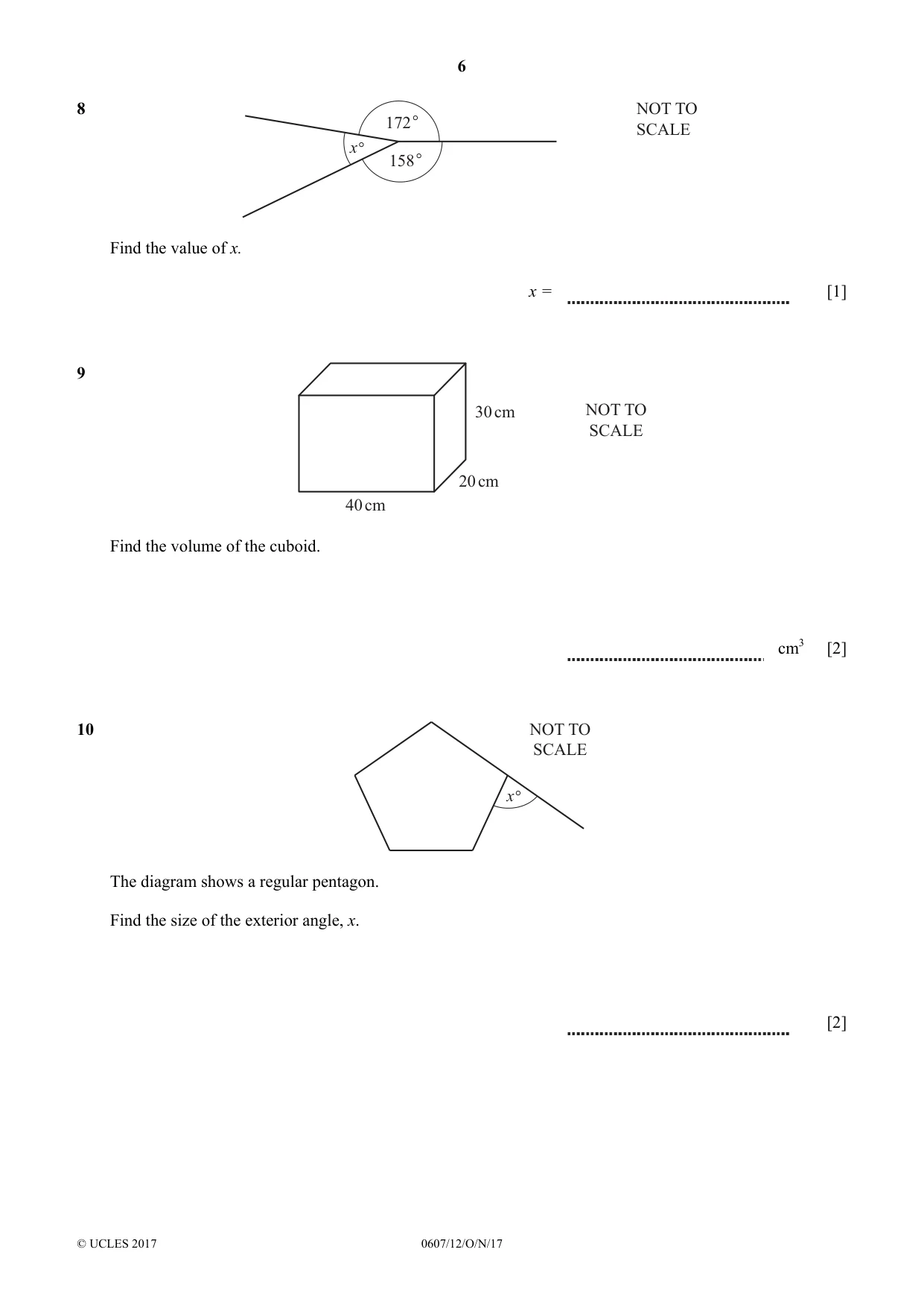 Cambridge IGCSE Mathematics - International 0607 2017 Oct/Nov Paper 1 · Variant 2 question paper, page 6 of 8