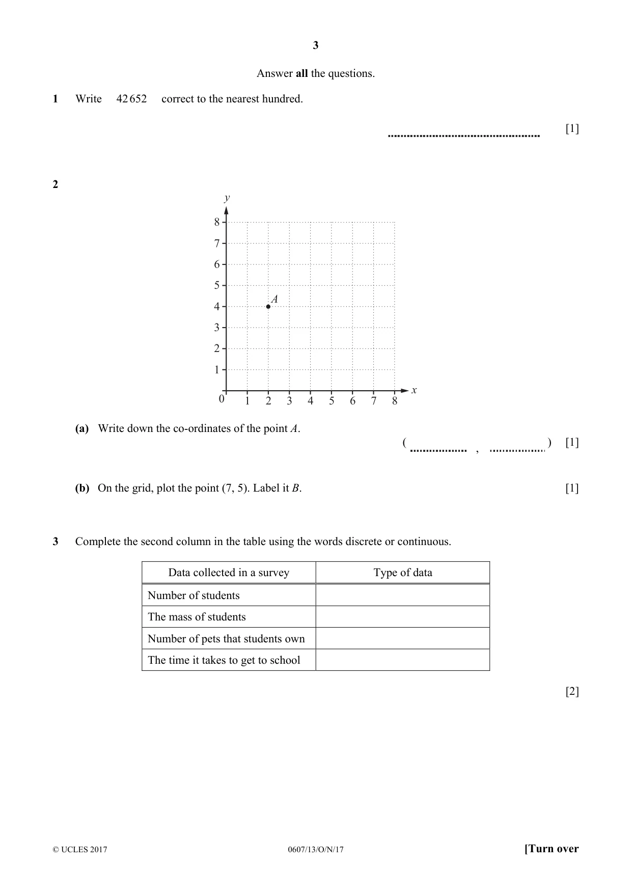 Cambridge IGCSE Mathematics - International 0607 2017 Oct/Nov Paper 1 · Variant 3 question paper, page 3 of 8