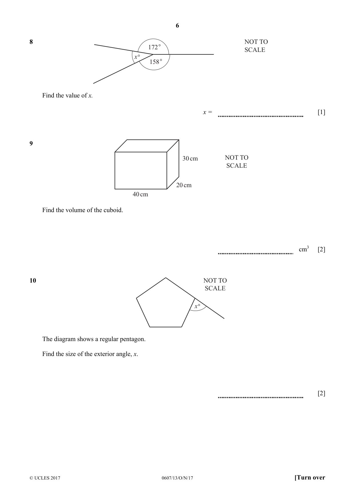 Cambridge IGCSE Mathematics - International 0607 2017 Oct/Nov Paper 1 · Variant 3 question paper, page 6 of 8