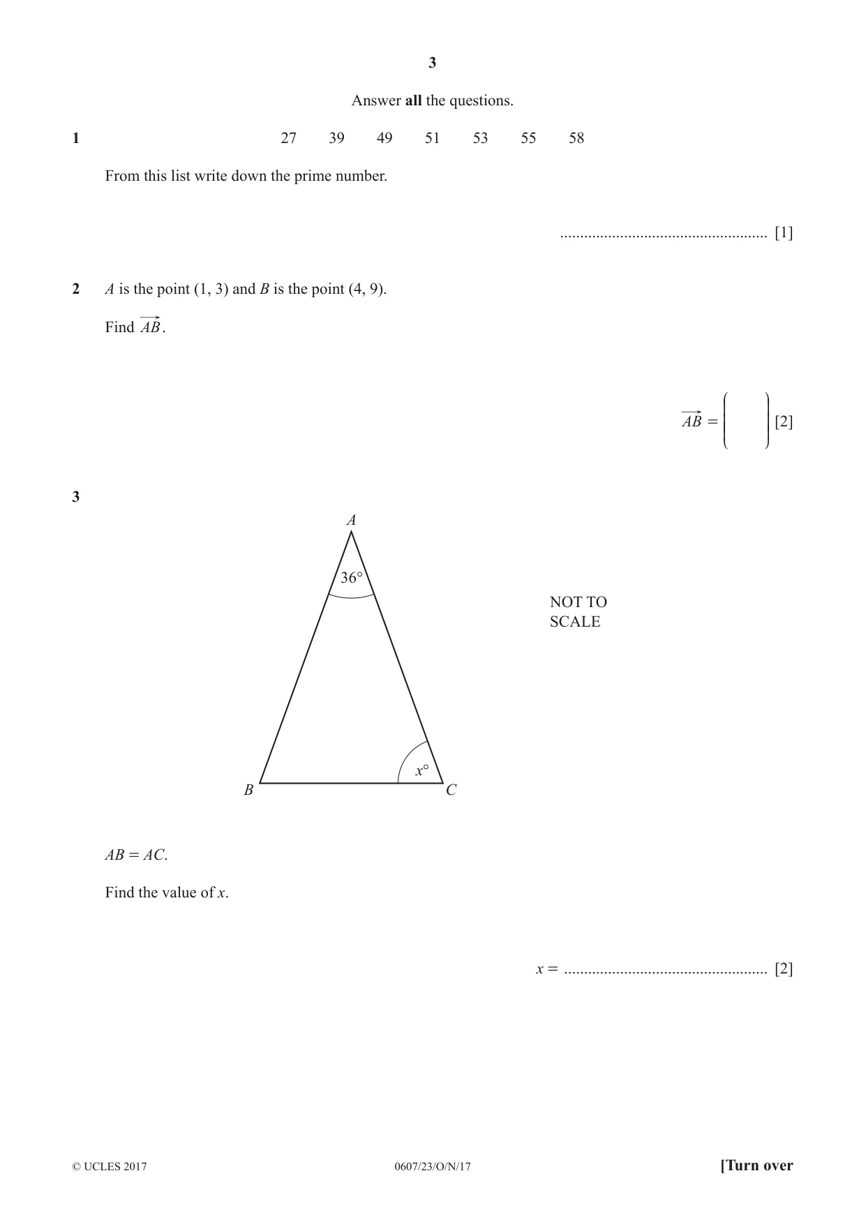 Cambridge IGCSE Mathematics - International 0607 2017 Oct/Nov Paper 2 · Variant 3 question paper, page 3 of 8