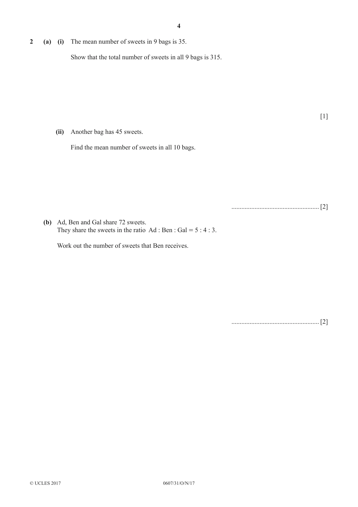 Cambridge IGCSE Mathematics - International 0607 2017 Oct/Nov Paper 3 · Variant 1 question paper, page 4 of 16