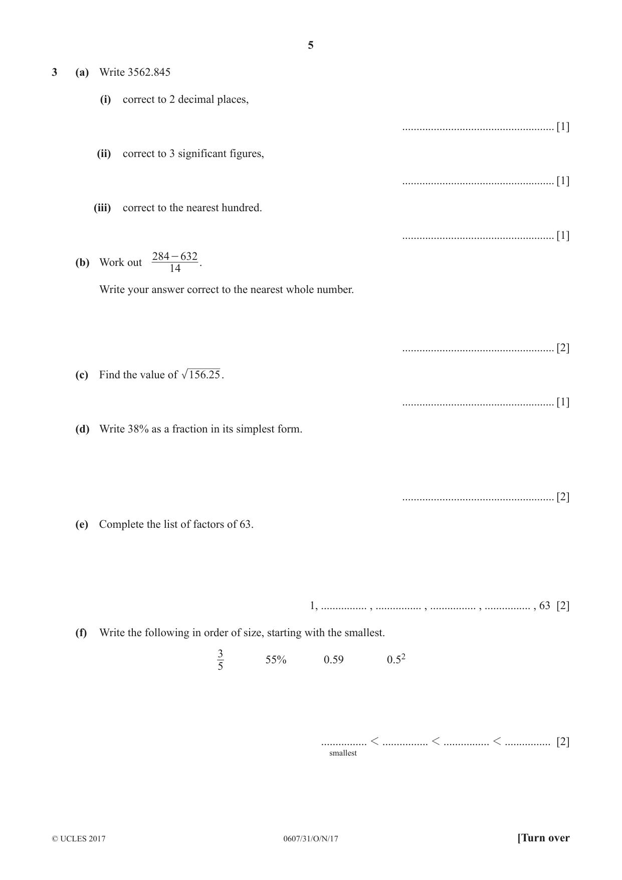 Cambridge IGCSE Mathematics - International 0607 2017 Oct/Nov Paper 3 · Variant 1 question paper, page 5 of 16