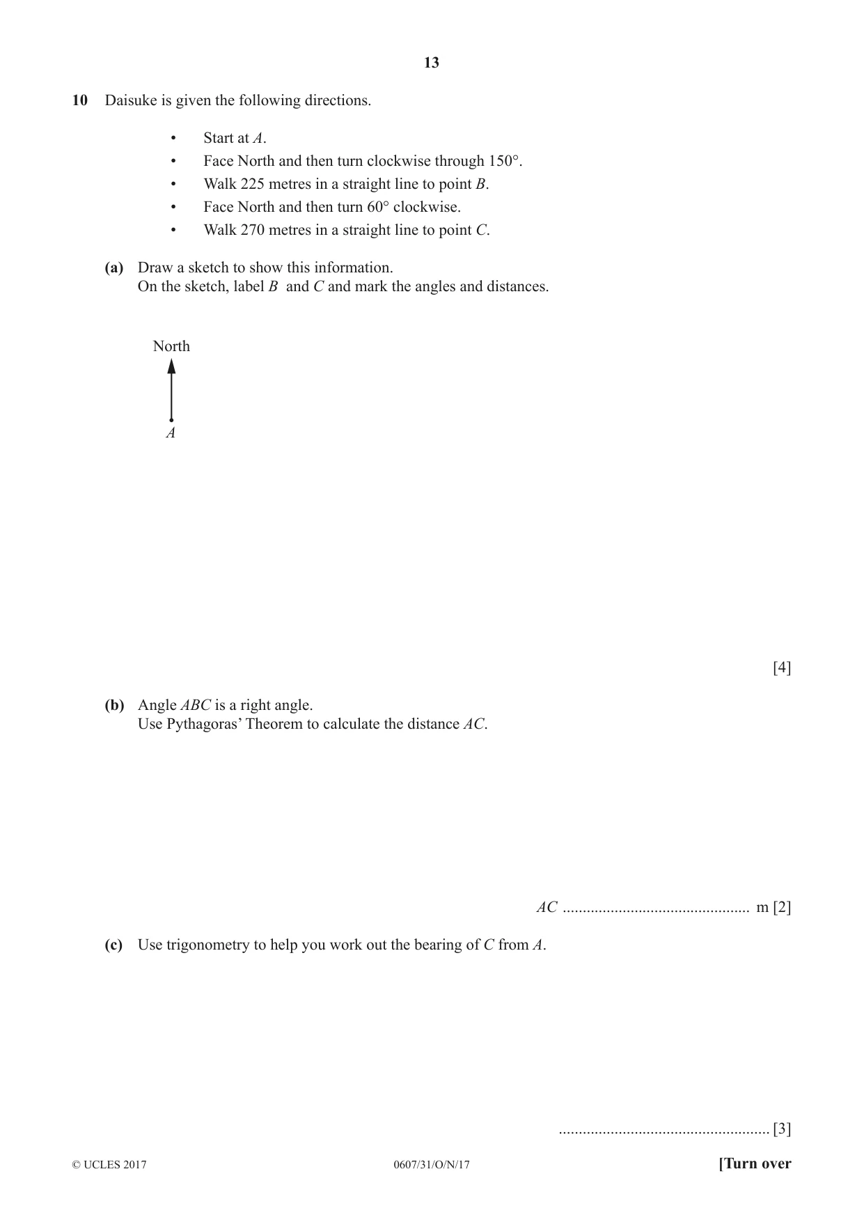 Cambridge IGCSE Mathematics - International 0607 2017 Oct/Nov Paper 3 · Variant 1 question paper, page 13 of 16