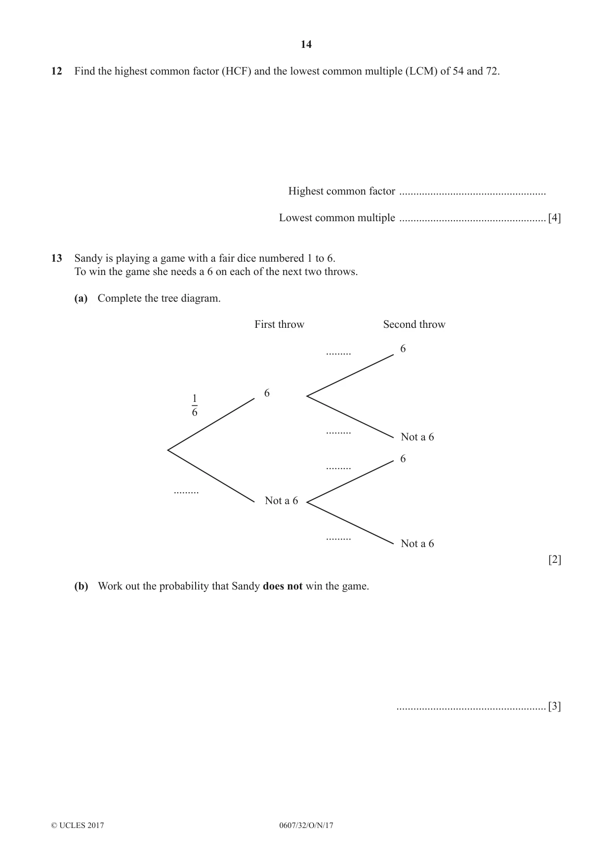 Cambridge IGCSE Mathematics - International 0607 2017 Oct/Nov Paper 3 · Variant 2 question paper, page 14 of 16