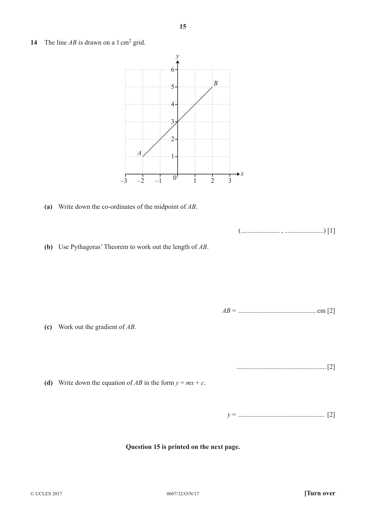 Cambridge IGCSE Mathematics - International 0607 2017 Oct/Nov Paper 3 · Variant 2 question paper, page 15 of 16