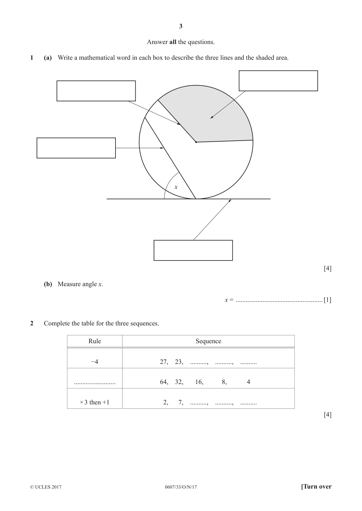 Cambridge IGCSE Mathematics - International 0607 2017 Oct/Nov Paper 3 · Variant 3 question paper, page 3 of 16