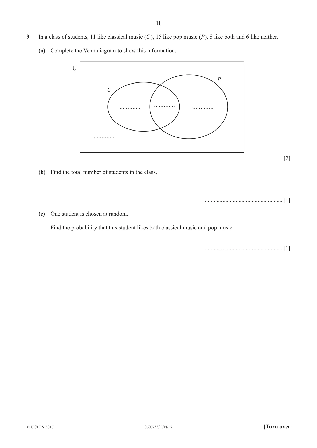 Cambridge IGCSE Mathematics - International 0607 2017 Oct/Nov Paper 3 · Variant 3 question paper, page 11 of 16