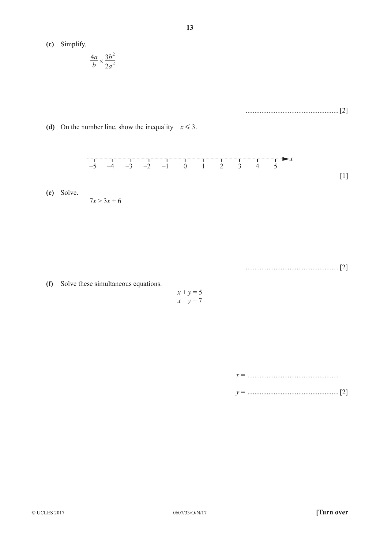 Cambridge IGCSE Mathematics - International 0607 2017 Oct/Nov Paper 3 · Variant 3 question paper, page 13 of 16