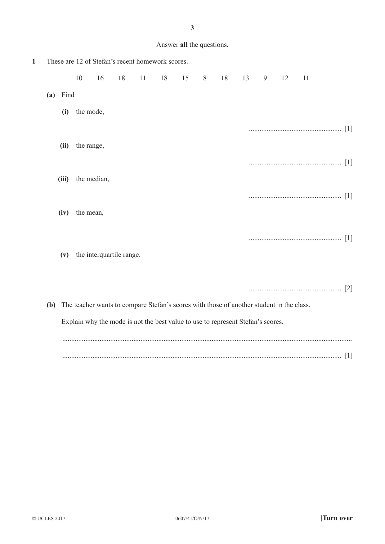 Cambridge IGCSE Mathematics - International 0607 2017 Oct/Nov Paper 4 · Variant 1 question paper, page 3 of 20
